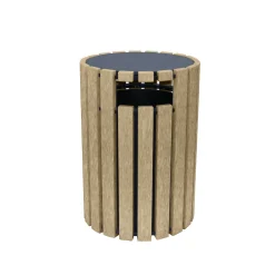 Eco-friendly Outdoor Round Trash Receptacle with Rain Guard- 33 Gallon