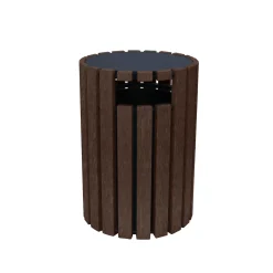 Eco-friendly Outdoor Round Trash Receptacle with Rain Guard- 33 Gallon