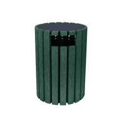Eco-friendly Outdoor Round Trash Receptacle with Rain Guard- 33 Gallon