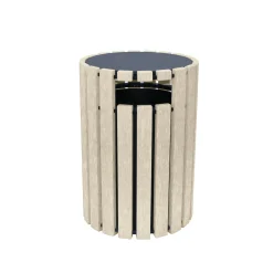 Eco-friendly Outdoor Round Trash Receptacle with Rain Guard- 33 Gallon