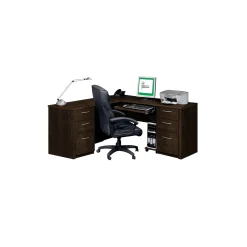 Embassy Reversible L-Shaped Desk with Utility Drawers and File Storage