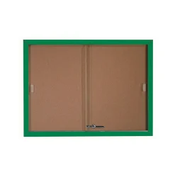 Enclosed Bulletin Board with Aluminum Frame and Sliding Doors - 48