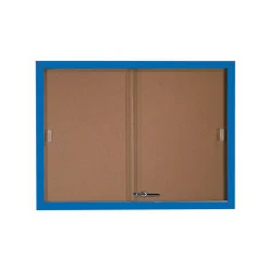 Enclosed Bulletin Board with Aluminum Frame and Sliding Doors - 48