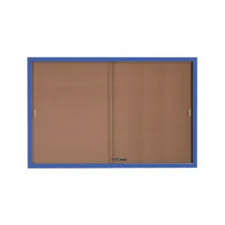 Enclosed Bulletin Board with Aluminum Frame and Sliding Doors - 72"Wx48"H