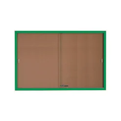 Enclosed Bulletin Board with Aluminum Frame and Sliding Doors - 72"Wx48"H