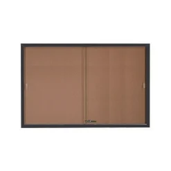 Enclosed Bulletin Board with Aluminum Frame and Sliding Doors - 72