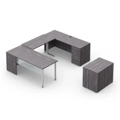 Endure 72"W Height Adjustable U-Shaped Standing Desk with Right-Handed Bridge and Lateral File