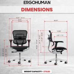 Ergohuman Ergonomic Mid Back Mesh Chair