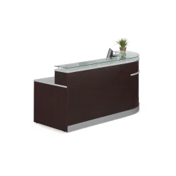 Esquire Curved Glass Top Reception Desk with Reversible ADA Return- 95