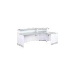 Esquire Curved Glass Top Reception Desk with Reversible ADA Return- 95