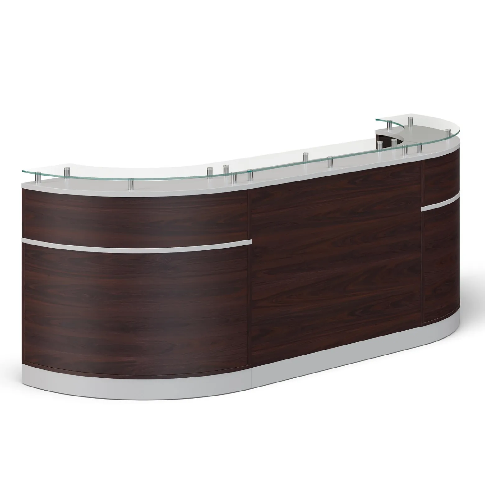 Esquire Curved Glass Top Reception Desk - 110"W x 32"D