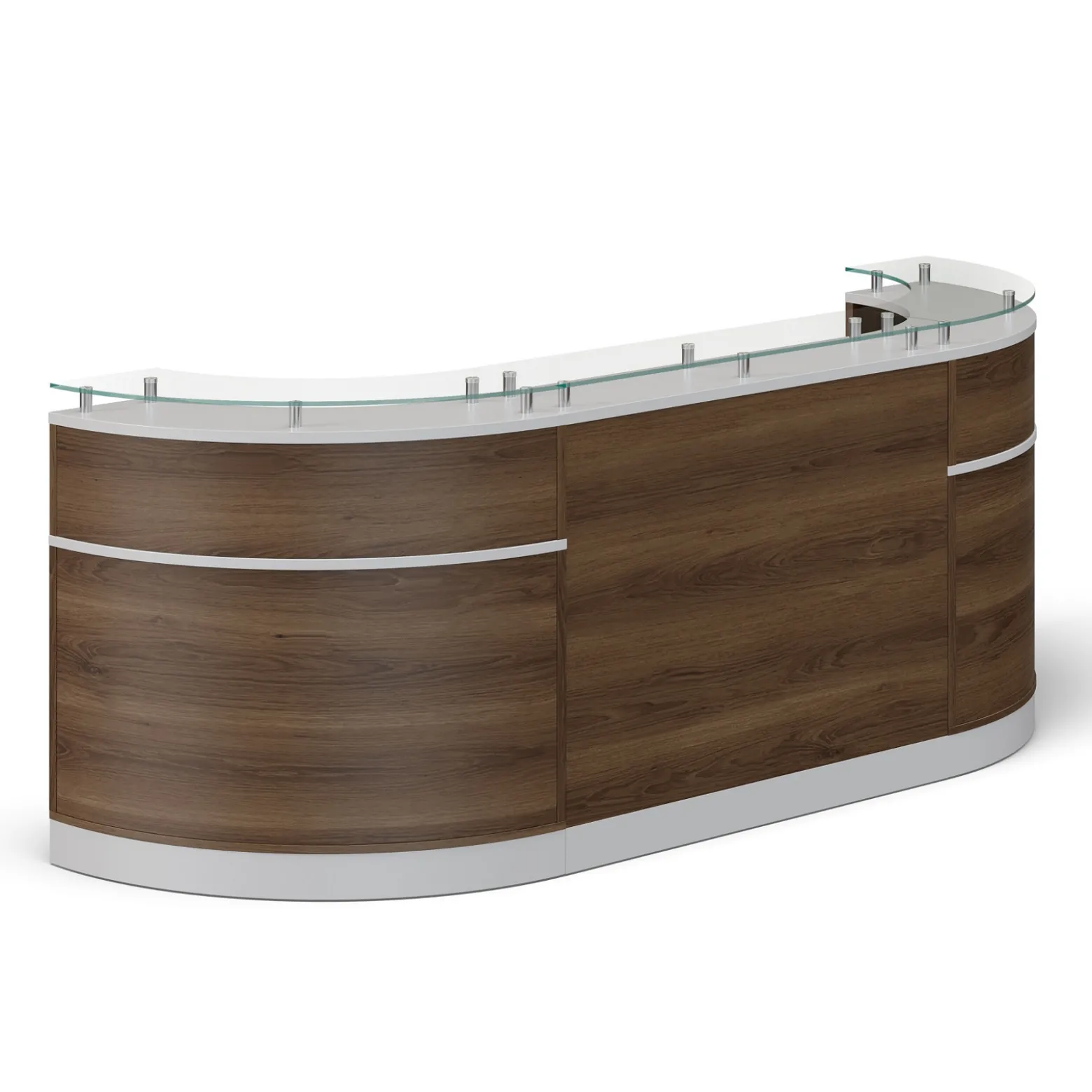 Esquire Curved Glass Top Reception Desk - 110"W x 32"D