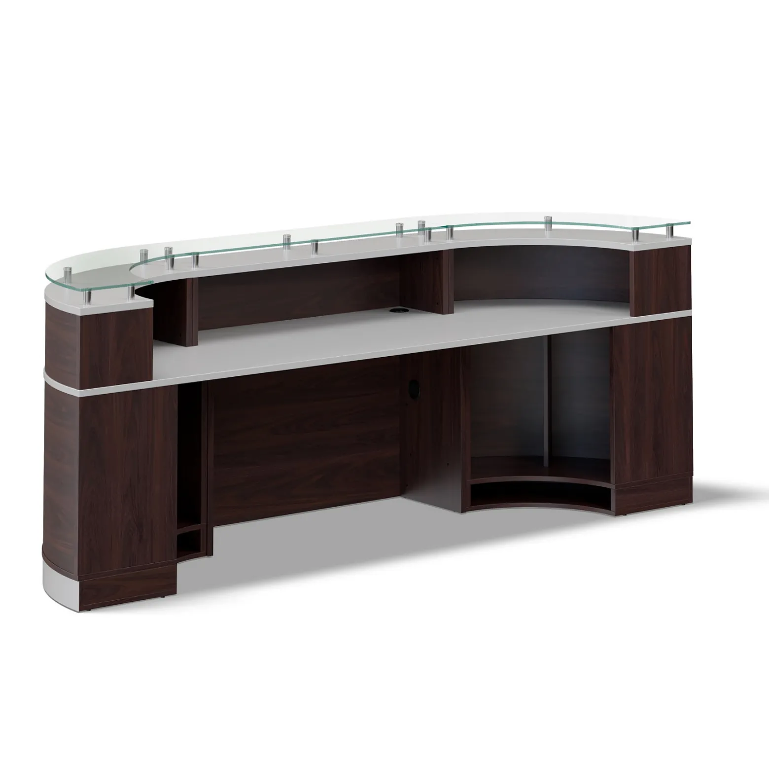 Esquire Curved Glass Top Reception Desk - 110"W x 32"D