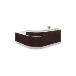 Esquire Curved Glass Top Reception Desk with Reversible ADA Return and File - 95
