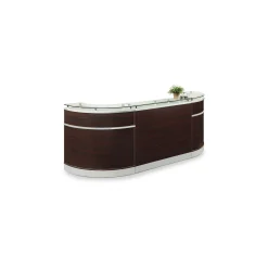 Esquire Curved Glass Top Reception Desk with Storage Wall