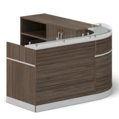 Esquire Curved Glass Top Reception Desk with Wardrobe and Bookcase - 63"W x 32"D