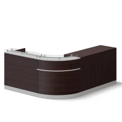 Esquire Curved Glass Top Reception Desk with Wardrobe and Bookcase - 63