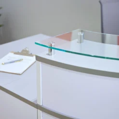 Esquire Glass Top Reception Desk with Reversible ADA Return - 79