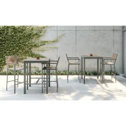 Eveleen Outdoor Bar Height Bistro Table with Two Stools - 30