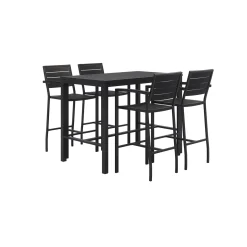 Eveleen Outdoor Bar Height Table with Four Stools - 23