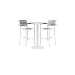 Eveleen Outdoor Bar Height Bistro Table with Two Stools - 30"DIA