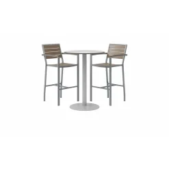 Eveleen Outdoor Bar Height Bistro Table with Two Stools - 30"DIA