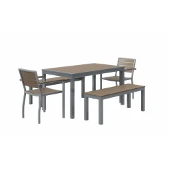 Eveleen Outdoor Patio Table Set with Two Chairs & Two Benches