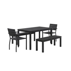 Eveleen Outdoor Patio Table Set with Two Chairs & Two Benches