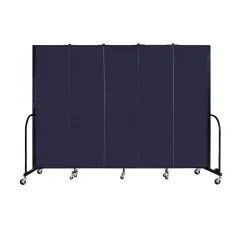 Five Panel Mobile Room Divider - 6' H