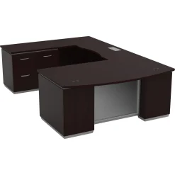Four Pedestal U-Shape Desk with Left Bridge - 72"W x 114"D