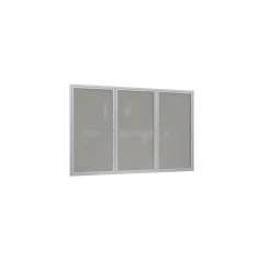 Ghent 3 Door Enclosed Vinyl Bulletin Board with Satin Frame, 6x3