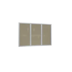 Ghent 3 Door Enclosed Vinyl Bulletin Board with Satin Frame, 6x3