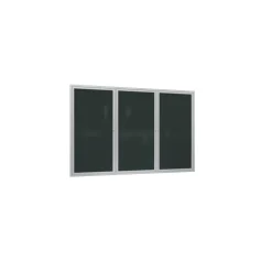 Ghent 3 Door Enclosed Vinyl Bulletin Board with Satin Frame, 6x3