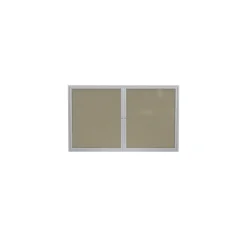 Ghent 2 Door Enclosed Vinyl Bulletin Board with Satin Frame, 5x3