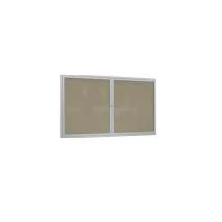 Ghent 2 Door Enclosed Vinyl Bulletin Board with Satin Frame, 5x3