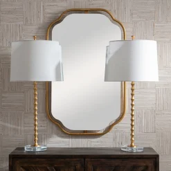 Gold Leaf Table Lamps, Set of Two