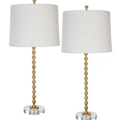 Gold Leaf Table Lamps, Set of Two