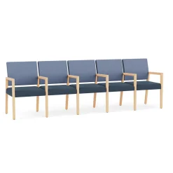 Hampton Five Seat Sofa with Center Arms in Designer Upholstery