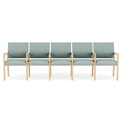 Hampton Five Seat Sofa with Center Arms in Designer Upholstery