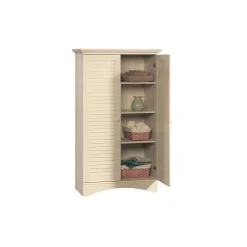 Harbor View Four Shelf Storage Cabinet with Louvered Doors