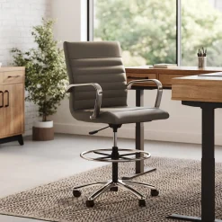 Harper Faux Leather Mid-Back Stool