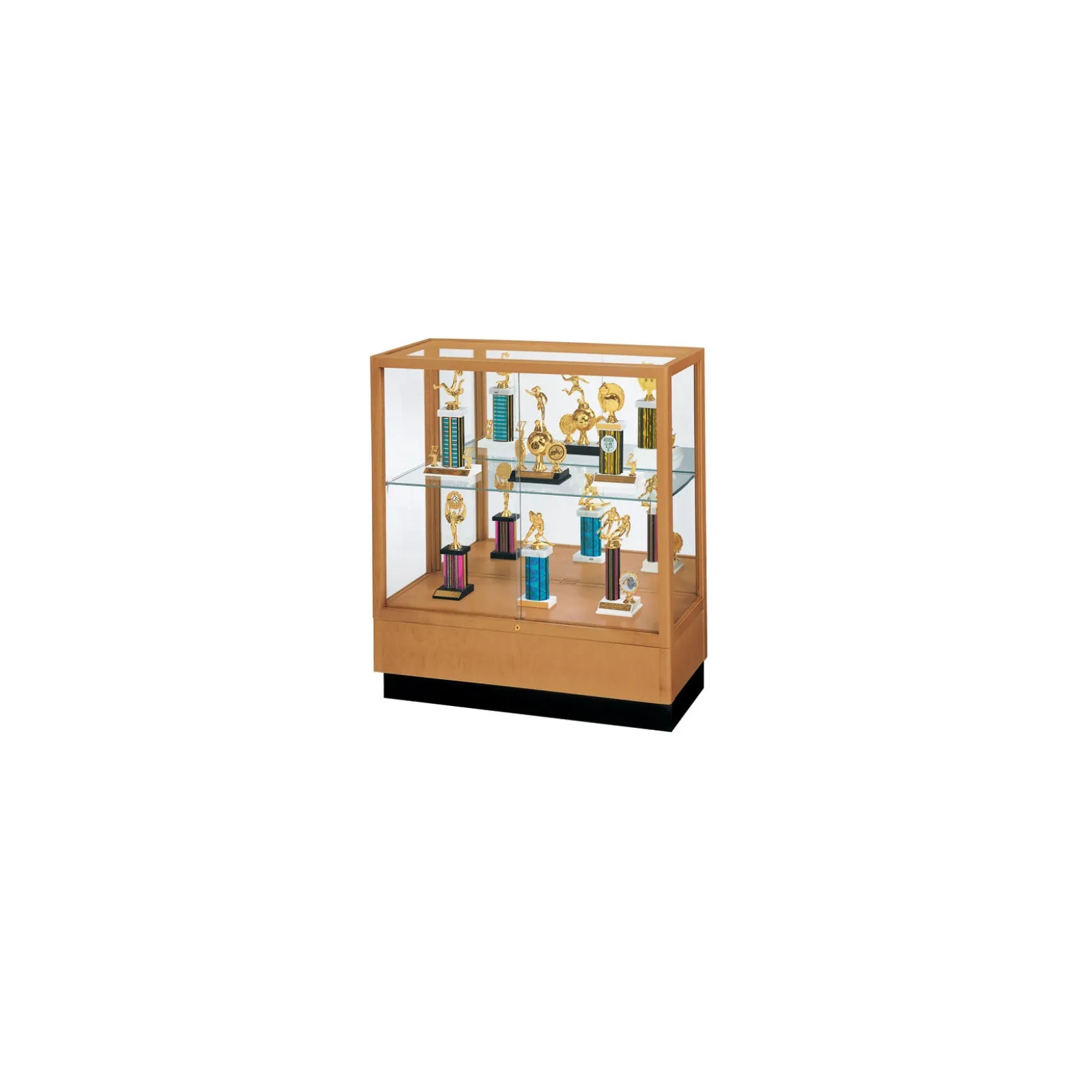 Heritage Poplar Trophy Display Case with White Back - 36"W x 40"H