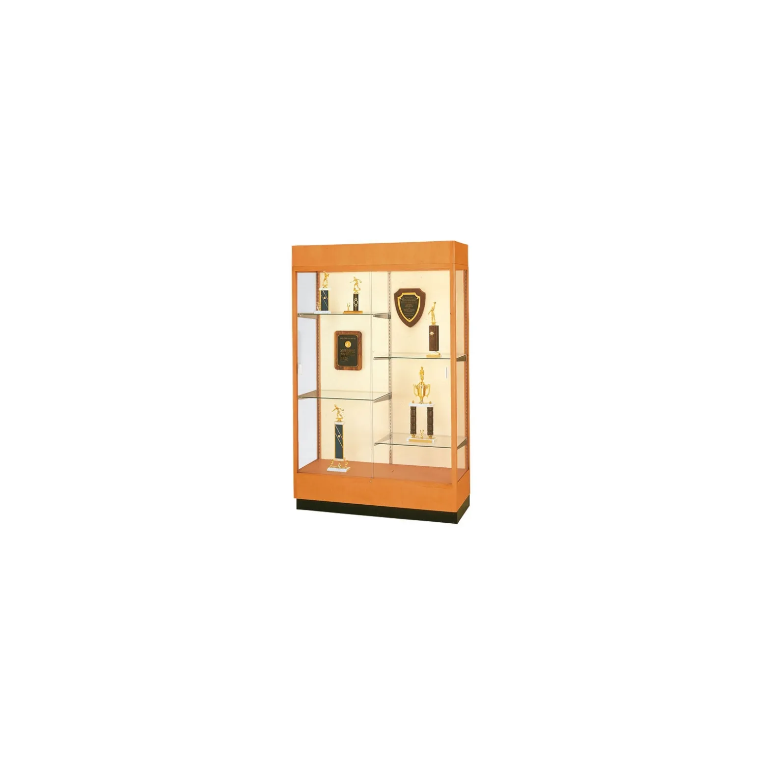 Heritage Poplar Trophy Display Case with White Back - 48"W x 70"H
