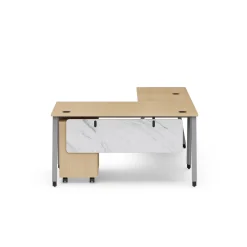 Holloway 59” L-Desk w/ 3-Drawer Mobile File Pedestal