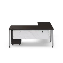 Holloway 71” L-Desk w/ 3-Drawer Mobile File Pedestal