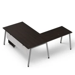 Holloway 71” L-Desk w/ 3-Drawer Mobile File Pedestal