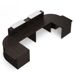 Holloway Double Reception Desk w/ 2 Curved and ADA Returns –157”Wx63”D