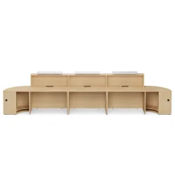 Holloway Triple Reception Desk w/ 2 Curved Returns – 204.5”Wx32”D