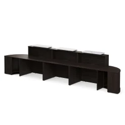 Holloway Triple Reception Desk w/ 2 Curved Returns – 204.5”Wx32”D
