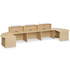 Holloway Triple Reception Desk w/ 2 Curved and ADA Returns – 204.5”Wx63”D
